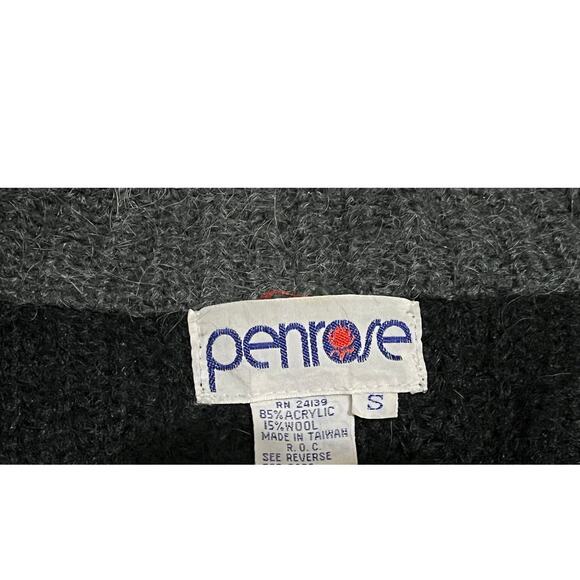 Vintage Penrose Black Gray Wool Blend Cardigan Sweater Women’s S/M - Picture 9 of 10